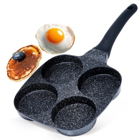 Patelnia granitowa do jajek sadzonych placków pancakes 4 otwory BLACK LINE 19x19 cm VILDE 199054