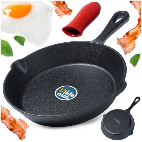 Patelnia żeliwna z nakładką silikonową na indukcję ciężka CAST LINE 20 cm VILDE 199034
