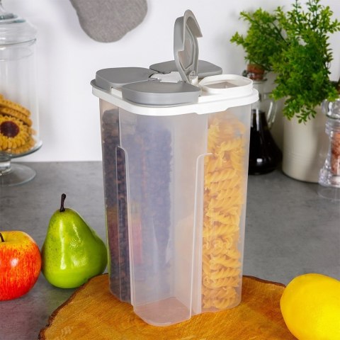 Pojemnik na produkty sypkie płatki mąkę kawę z dozownikiem dzielony 2.4L EXCELLENT HOUSEWARE 259387