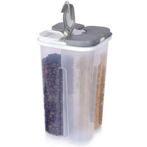 Pojemnik na produkty sypkie płatki mąkę kawę z dozownikiem dzielony 2.4L EXCELLENT HOUSEWARE 259387