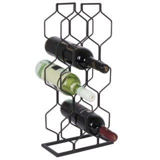 Stojak na wino butelki wina organizer metalowy czarny do 8 butelek VILDE 229031