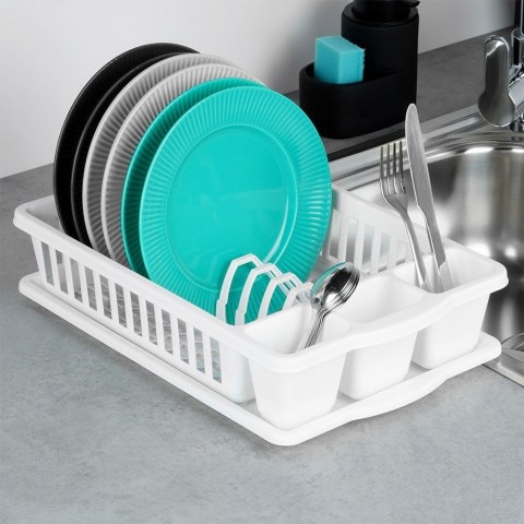 Suszarka do naczyń plastikowa na naczynia stojąca biała 39.5x26x8.5cm VILDE 229178