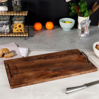 Taca do serwowania przekąsek drewniana z uchwytami duża 56x29.6cm VILDE 259024