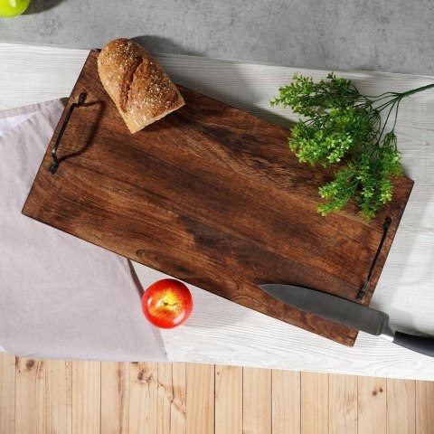 Taca do serwowania przekąsek drewniana z uchwytami duża 56x29.6cm VILDE 259024
