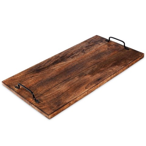 Taca do serwowania przekąsek drewniana z uchwytami duża 56x29.6cm VILDE 259024