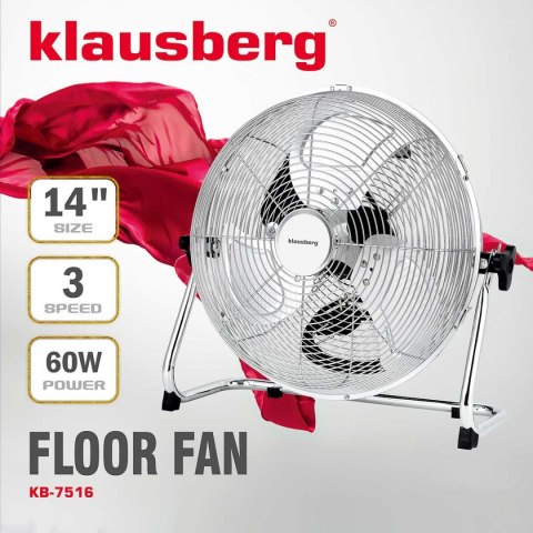 WENTYLATOR CYLKULATOR PODŁOGOWY 35CM 60W KLAUSBERG KB-7516