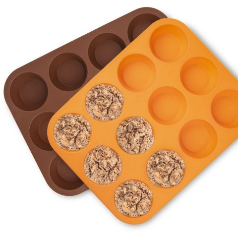 FORMA DO PIECZENIA 12 MUFFINEK BABECZEK BABECZKI SILIKONOWA BRĄZOWA SILLINIE ORION 151718
