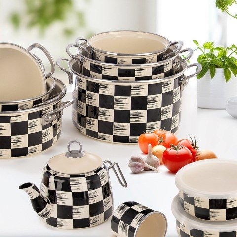 Garnek emaliowany indukcja na indukcję gaz SZACHOWNICA duży 26 cm 6.5L ORION 113338