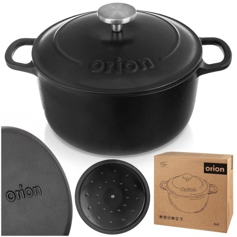 Garnek z pokrywką żeliwny emaliowany ciężki indukcja LITINA 26 cm 5.2L ORION 113348