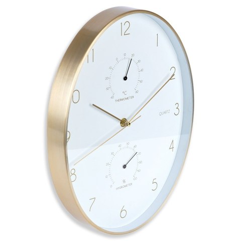 Zegar ścienny na ścianę biały złoty z termometrem higrometrem 27x34.5cm VILDE 569935