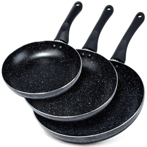 Zestaw patelni granitowy BLACK LINE 3 szt. 20 / 24 / 28 cm VILDE 199057