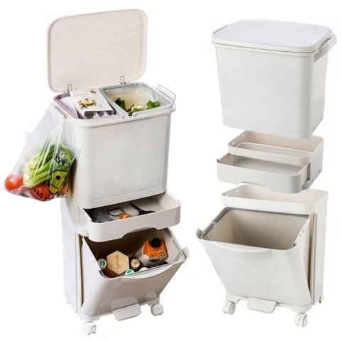 Kosz pojemnik odpady do segregacji 42L biały Nardan