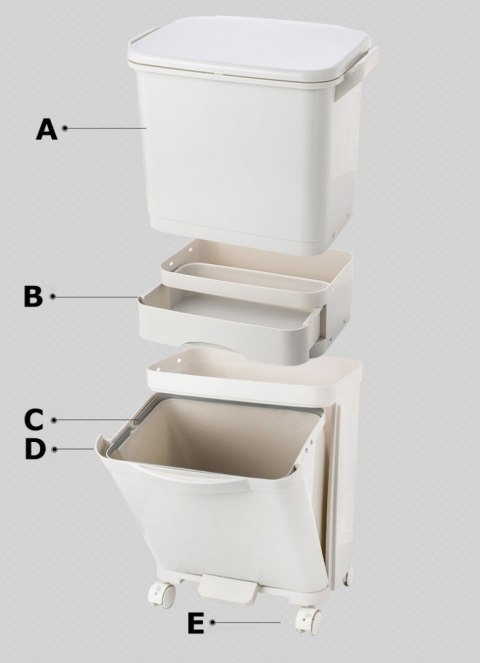 Kosz pojemnik odpady do segregacji 42L biały Nardan
