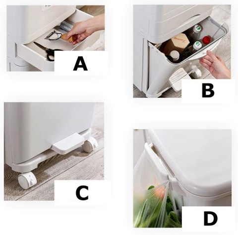 Kosz pojemnik odpady do segregacji 42L biały Nardan