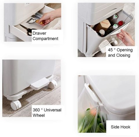 Kosz pojemnik odpady do segregacji 42L biały Nardan