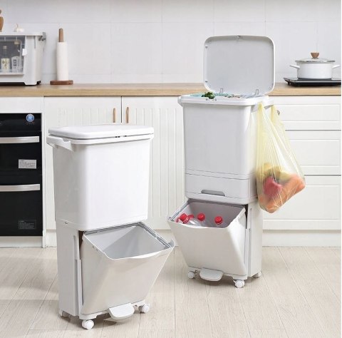 Kosz pojemnik odpady do segregacji 42L biały Nardan