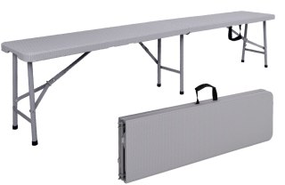 Ławka cateringowa składana w walizkę 180 cm RATTAN szara