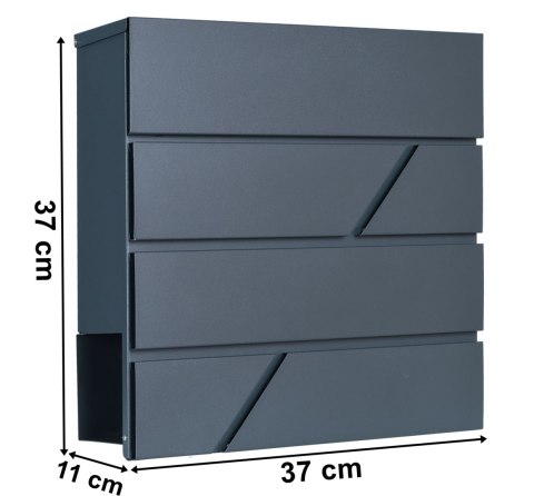 Skrzynka pocztowa na listy Tove z gazetnikiem antracyt